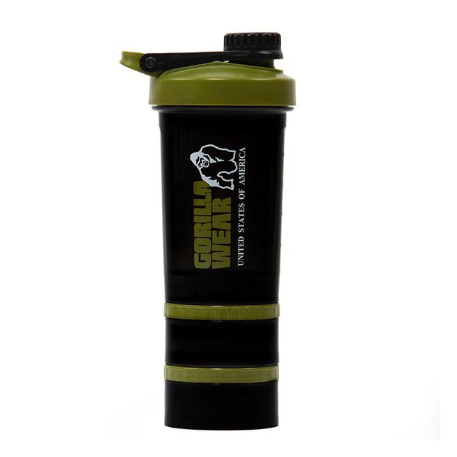 Gorilla Wear Shaker 2 Go 500 Ml + 130 Ml X 2, Black/Army Green 3 Gorilla Wear Shaker 2 Go 500 Ml + 130 Ml X 2, Black/Army Green