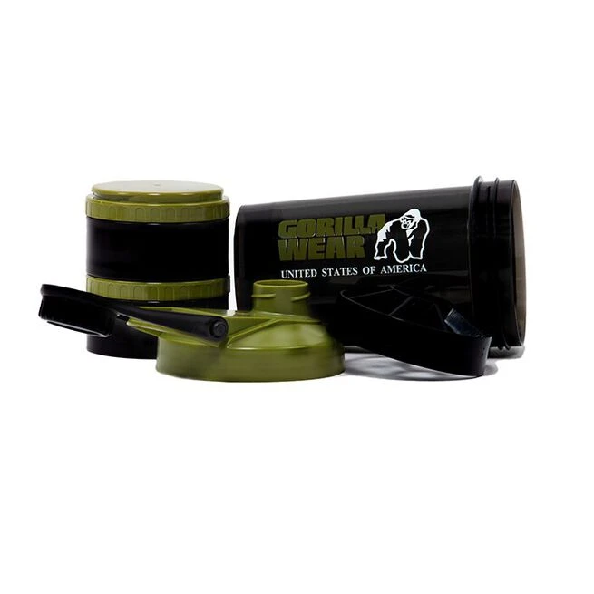 Gorilla Wear Shaker 2 Go 500 Ml + 130 Ml X 2, Black/Army Green 6 Gorilla Wear Shaker 2 Go 500 Ml + 130 Ml X 2, Black/Army Green - Billede 4
