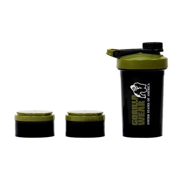Gorilla Wear Shaker 2 Go 500 Ml + 130 Ml X 2, Black/Army Green 5 Gorilla Wear Shaker 2 Go 500 Ml + 130 Ml X 2, Black/Army Green - Billede 3