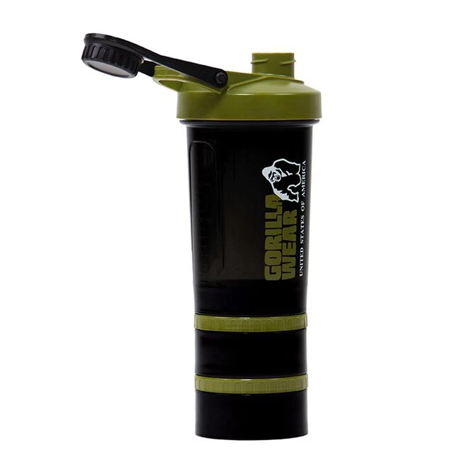 Gorilla Wear Shaker 2 Go 500 Ml + 130 Ml X 2, Black/Army Green 4 Gorilla Wear Shaker 2 Go 500 Ml + 130 Ml X 2, Black/Army Green - Billede 2