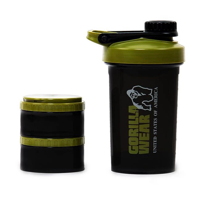 Gorilla Wear Shaker 2 Go 500 Ml + 130 Ml X 2, Black/Army Green 7 Gorilla Wear Shaker 2 Go 500 Ml + 130 Ml X 2, Black/Army Green - Billede 5